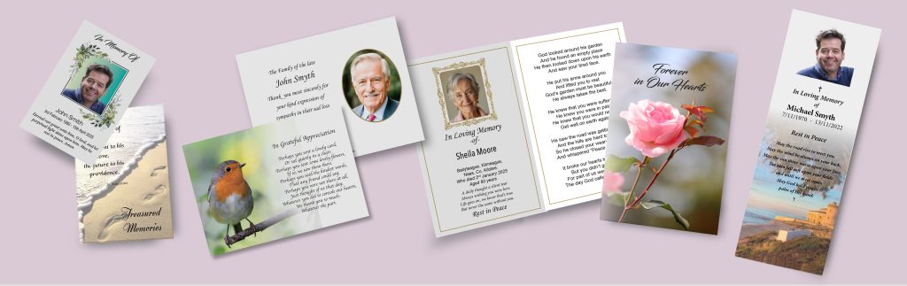 Personalised Memorial cards, Wallet cards, Bookmark and Wallet cards